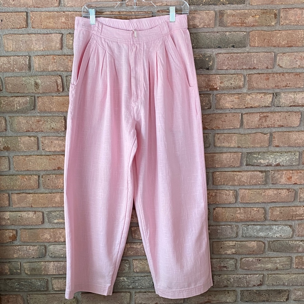 Free People Light Pink Pleated Trousers Size 4 Oversized NWT
